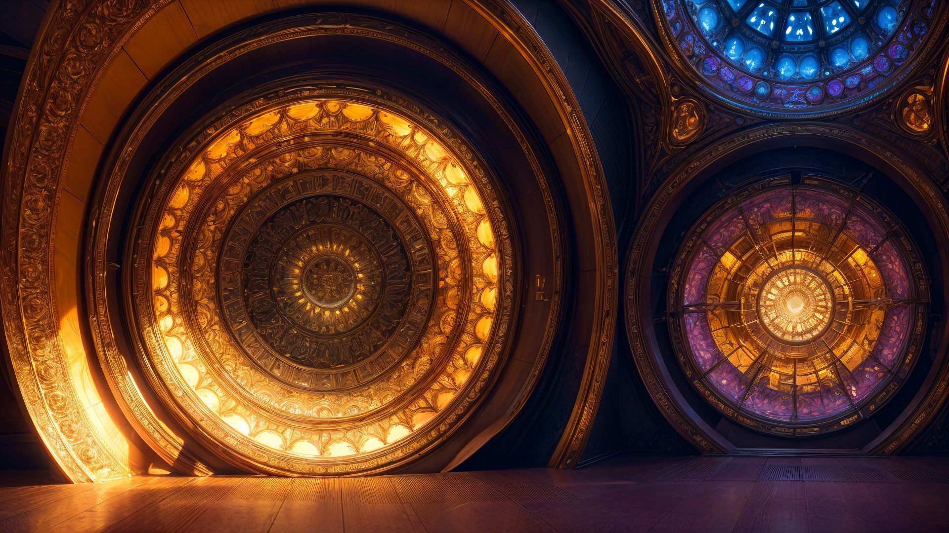 Grand Circular Windows with Intricate Designs and Colors