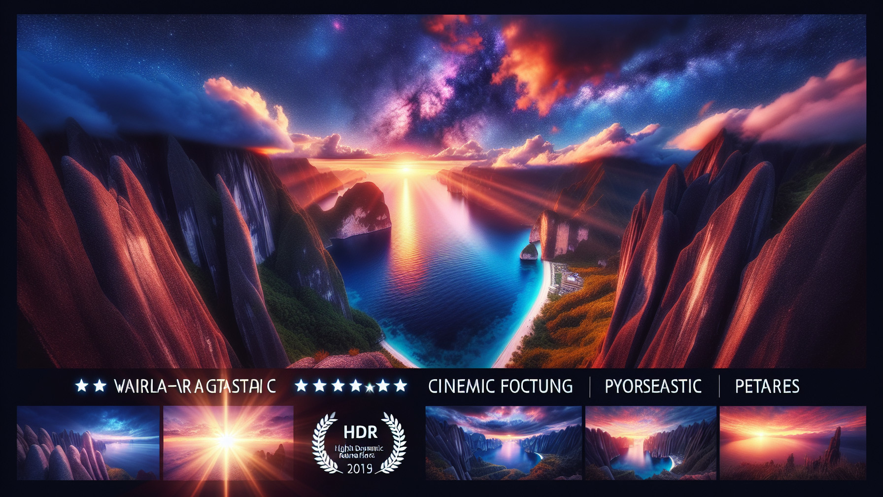 Dramatic Cliffs and Vibrant Sunset Over Tranquil Sea