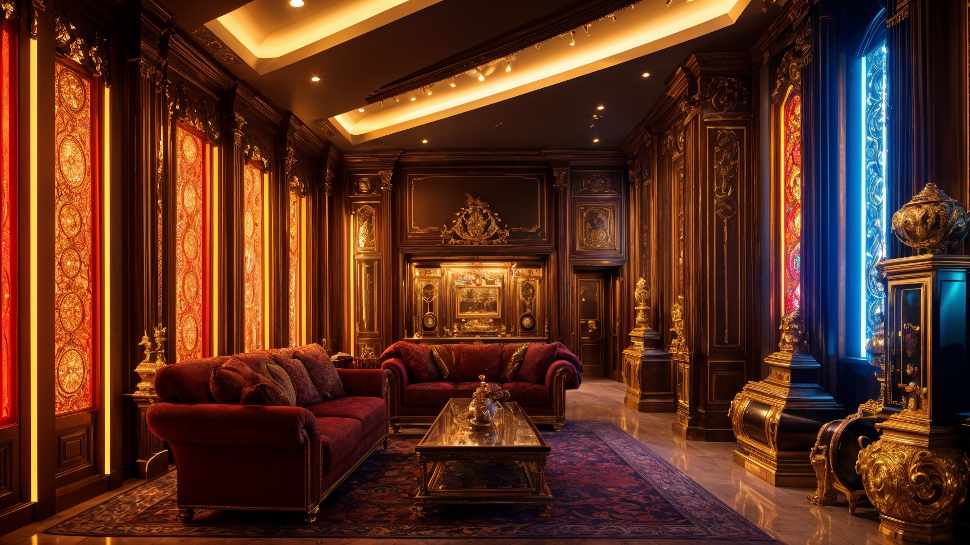 Luxurious Interior with Rich Woodwork and Decor