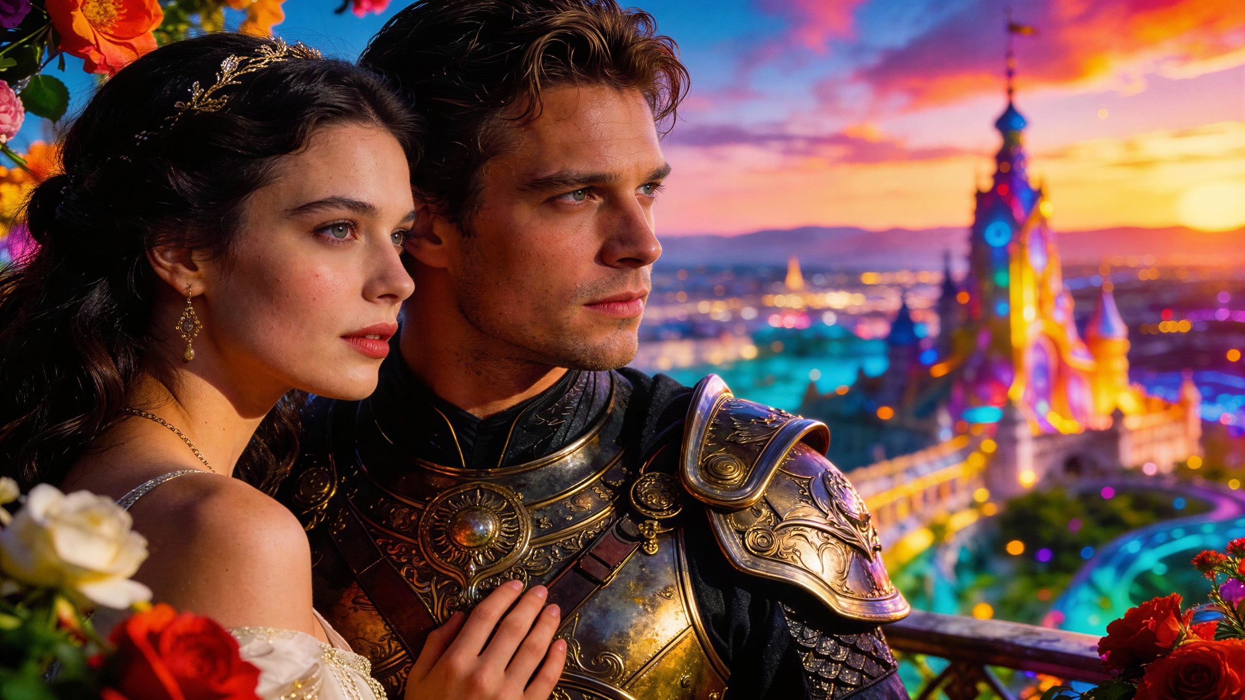 Portrait of a Couple on a Balcony at Sunset