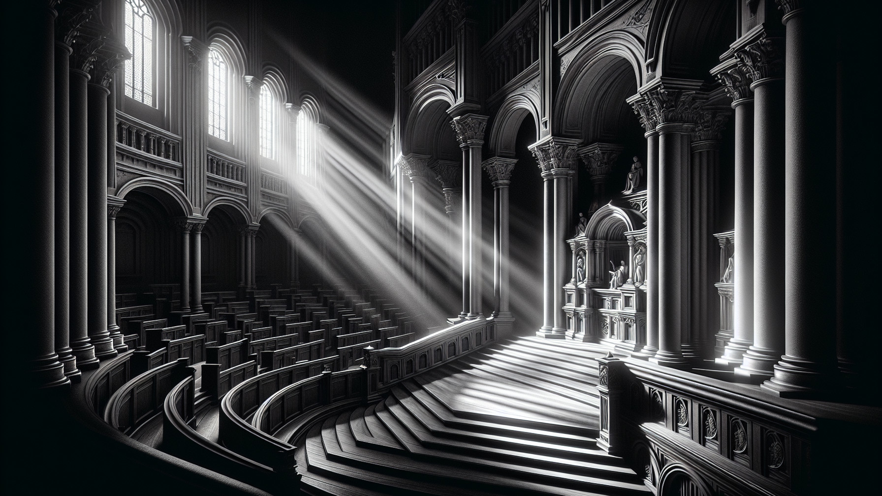 Intricate Black and White Cathedral Interior Design