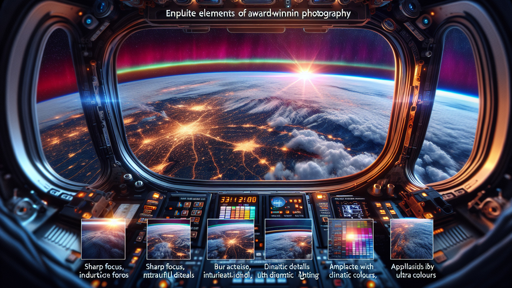 View of Earth from Spacecraft Window with City Lights