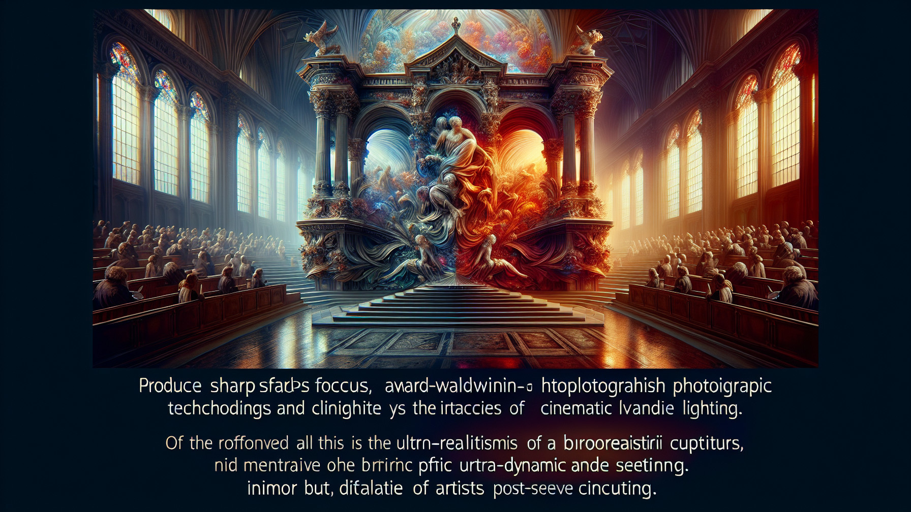 Ornate Fantastical Theater with Dramatic Lighting