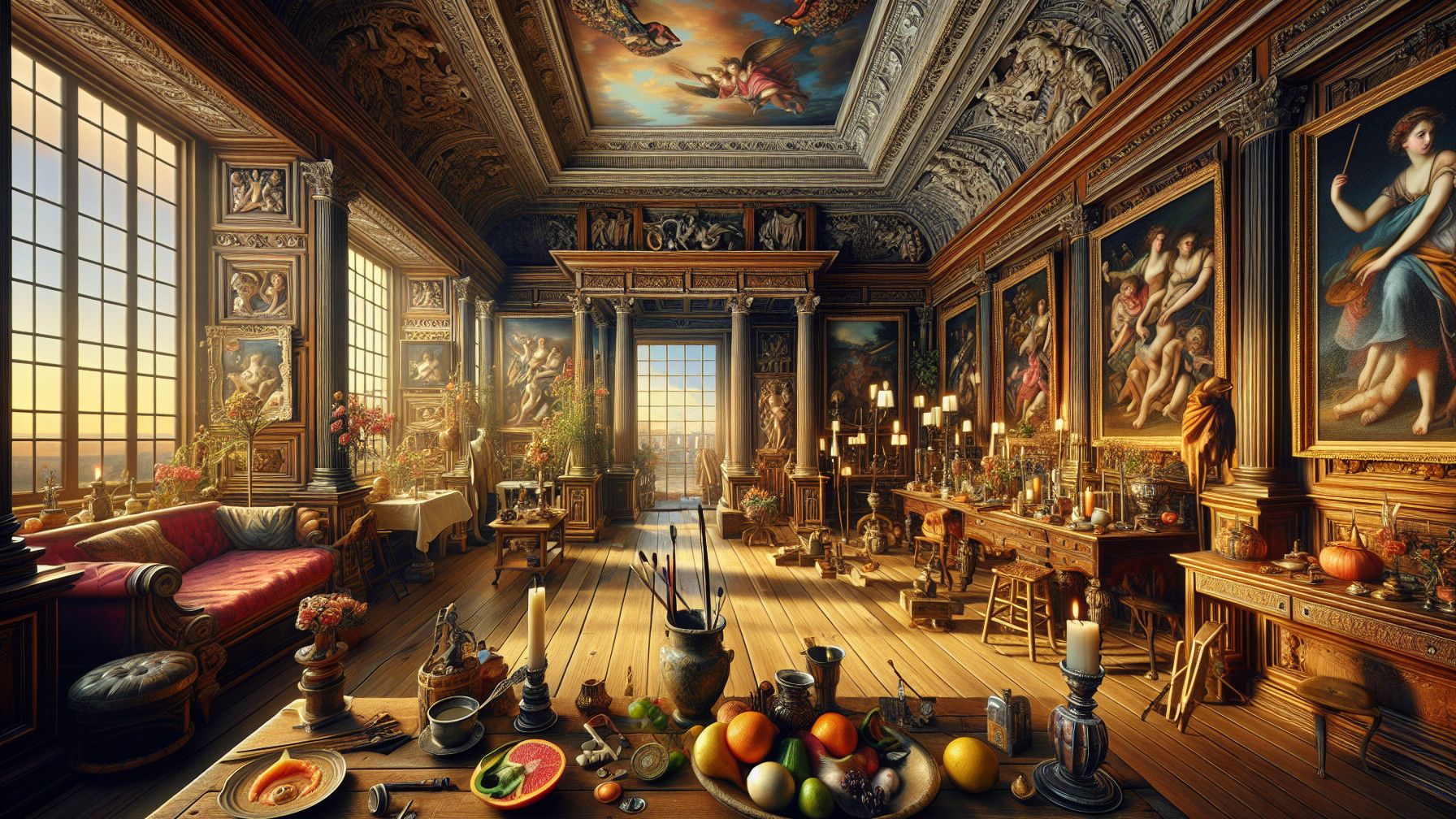 Opulent Room with Intricate Details and Mural