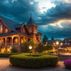 Charming Victorian Street Scene at Dusk