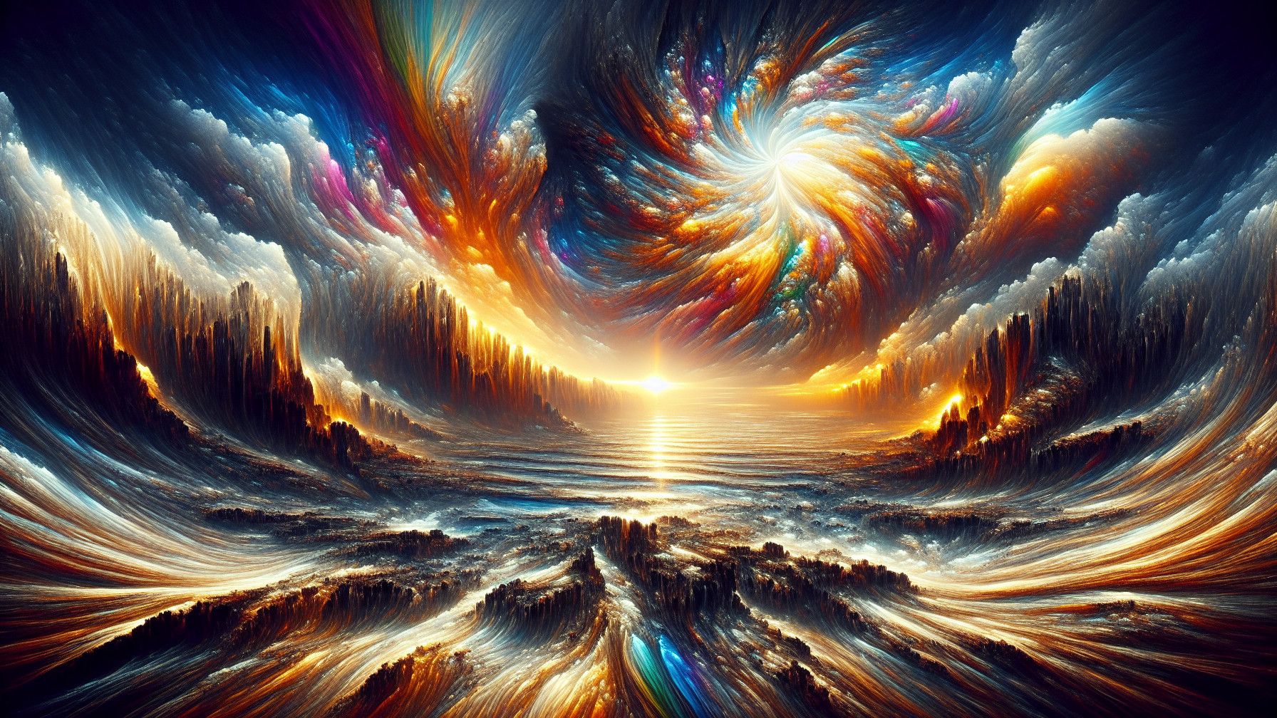 Vibrant Cosmic Landscape with Mountains and Stars