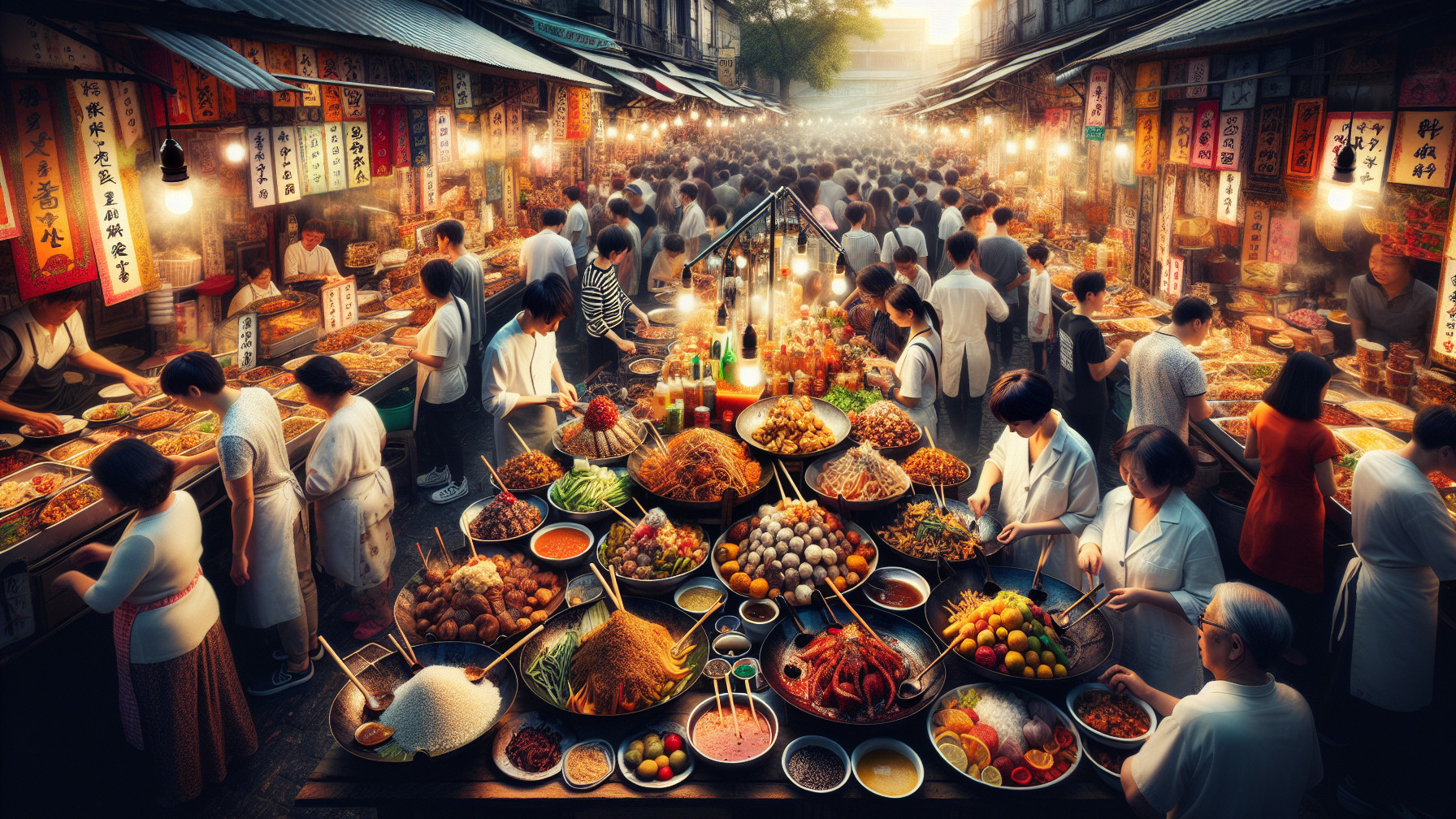 Vibrant Street Market Showcasing Local Cuisines