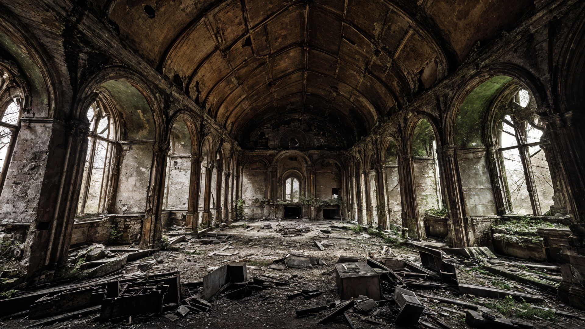 Interior of a Decaying Abandoned Building