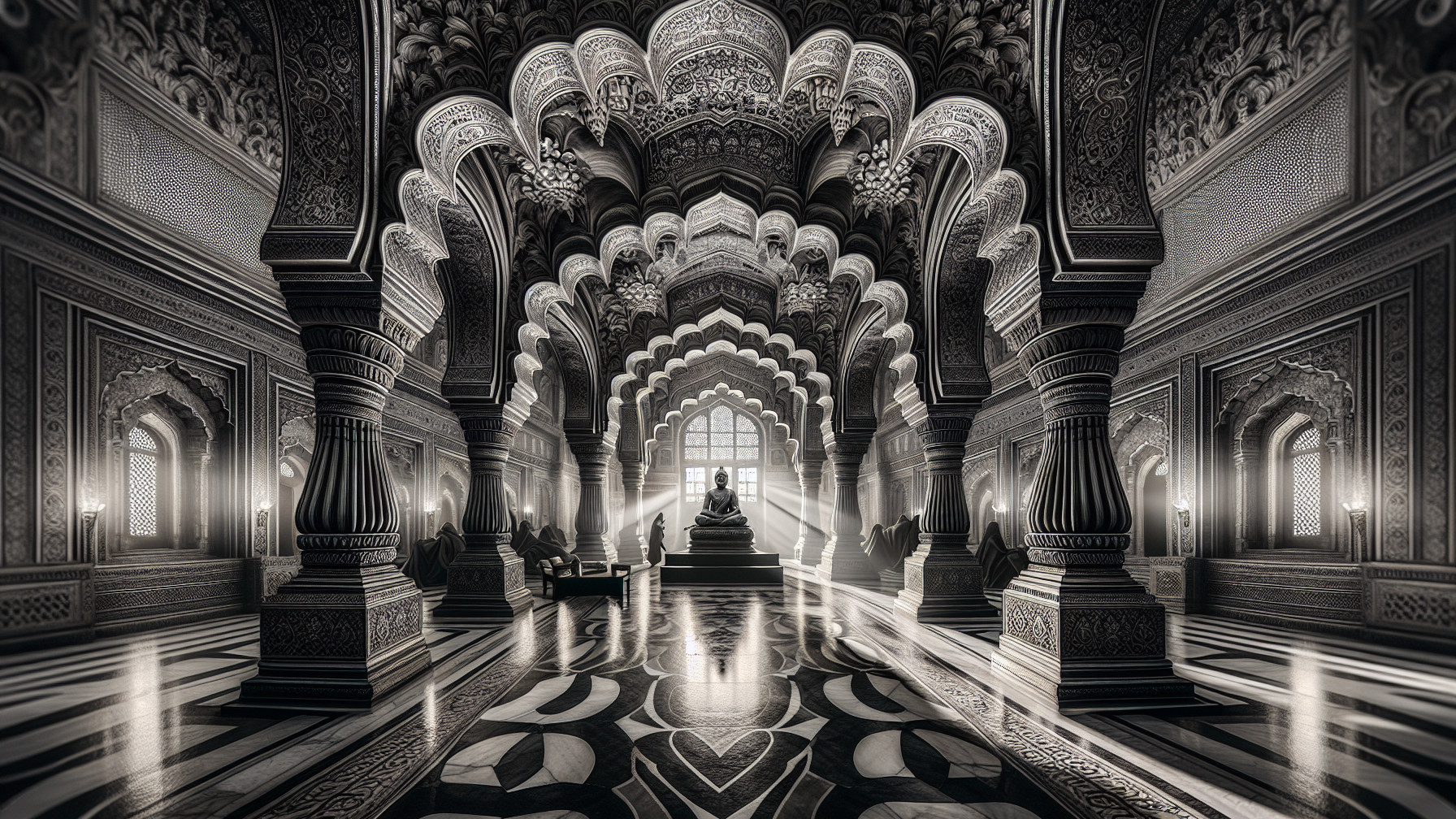 Opulent Palace Interior with Intricate Architectural Details