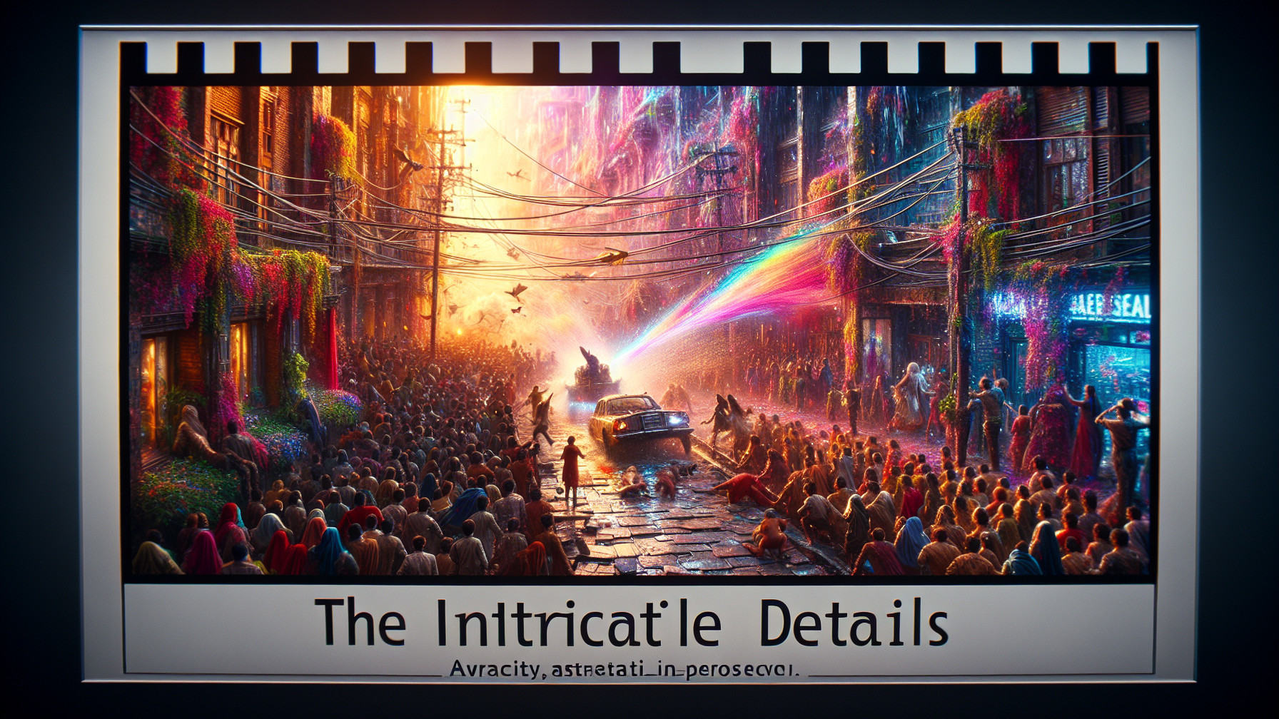 Vibrant Urban Scene with Neon Lights and Crowds