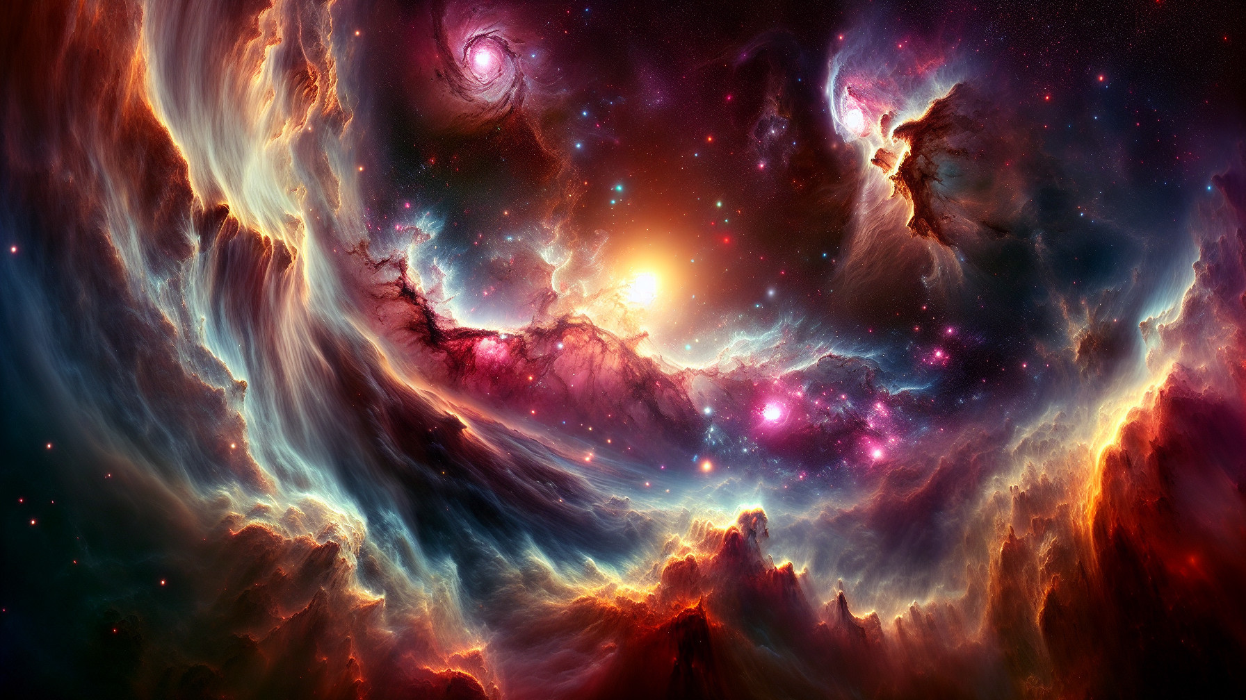 Vibrant Cosmic Scene with Stars and Galaxies