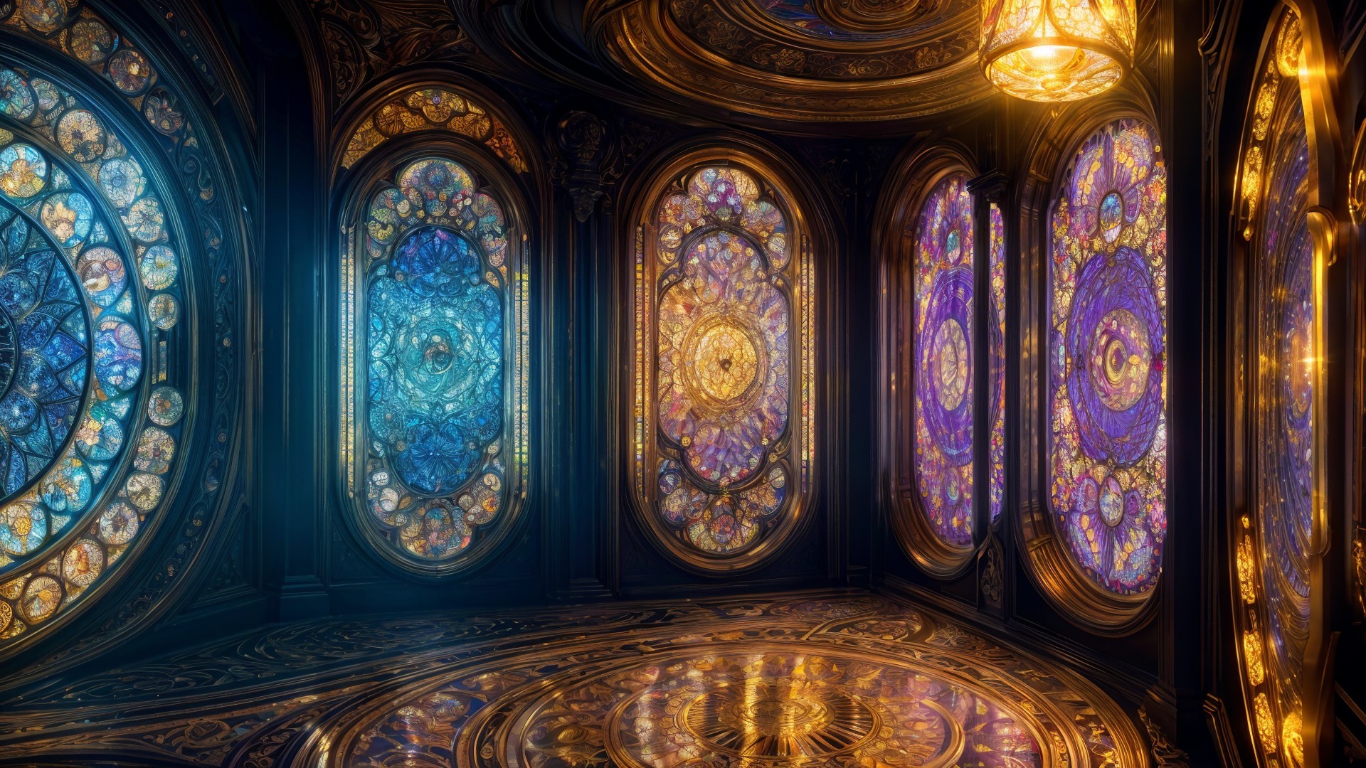Intricately Designed Chamber with Stained Glass Windows
