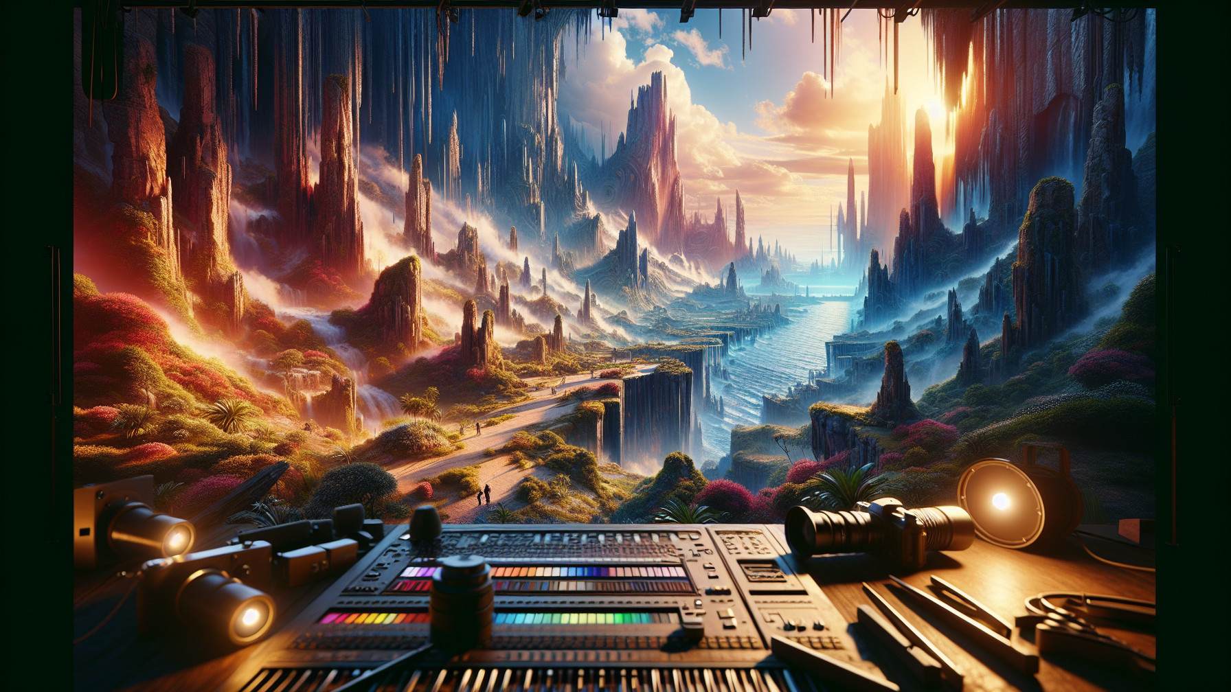 Breathtaking Landscape with Mountains and Water Features