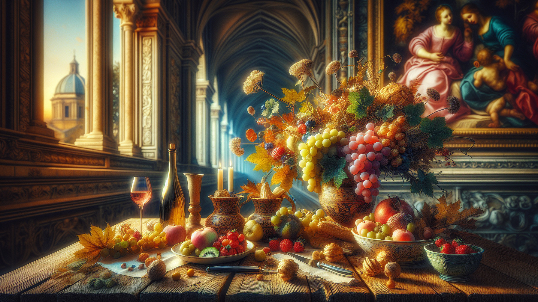Lavish Still-Life with Fruit and Decorative Elements