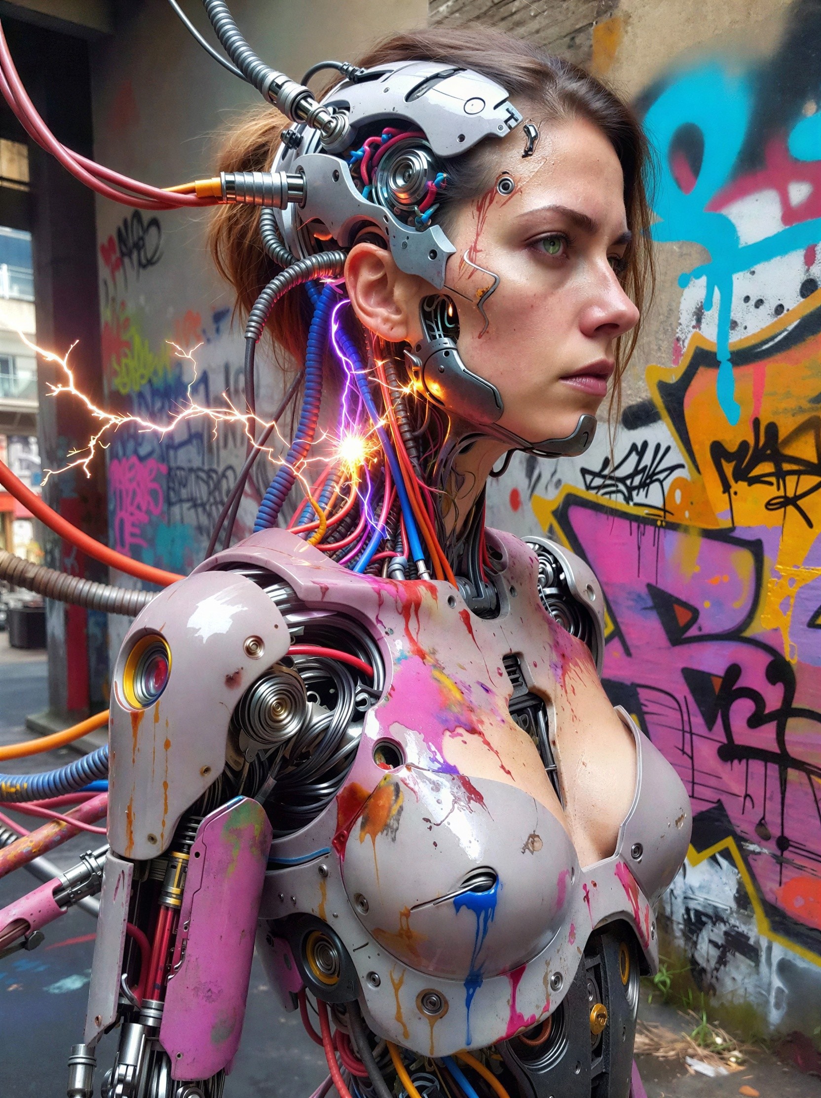 Steampunk Cybernetic Woman with Intricate Details