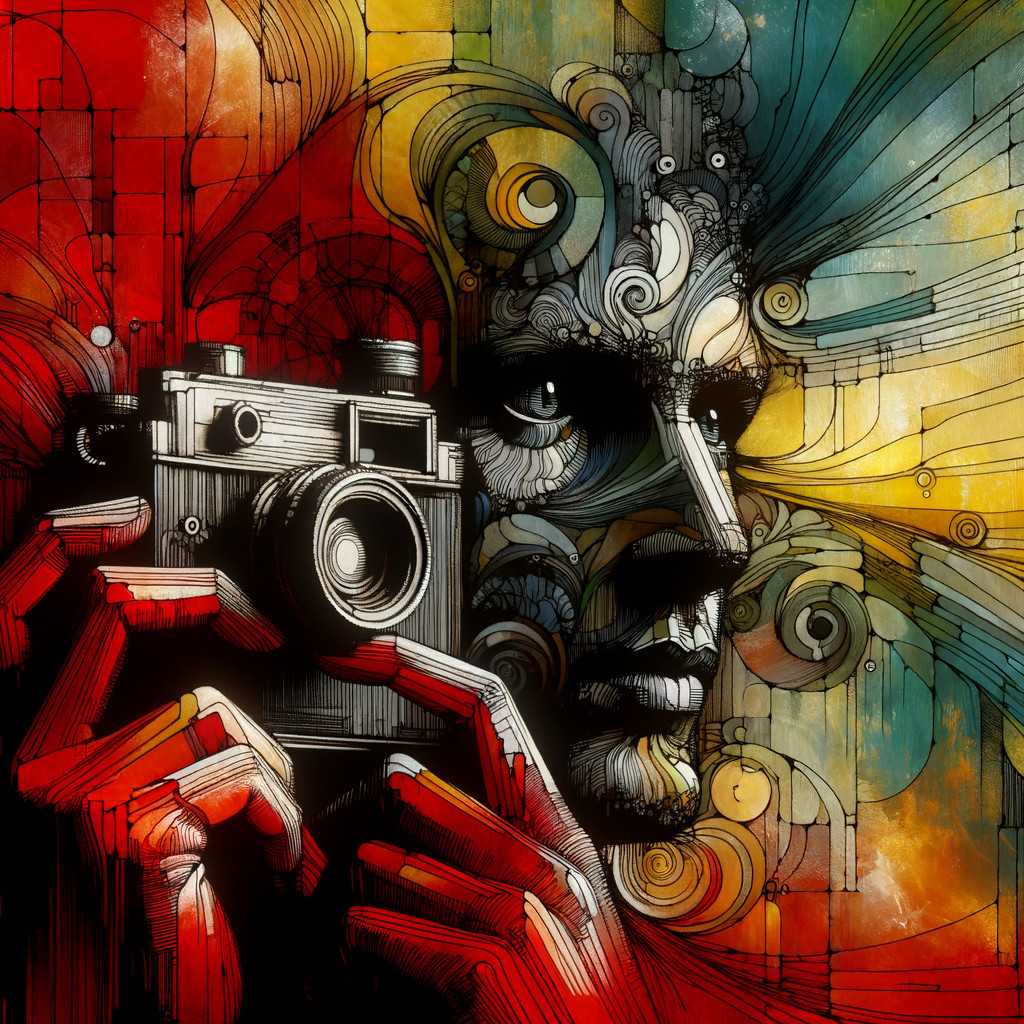 Abstract Art of a Person with a Vintage Camera