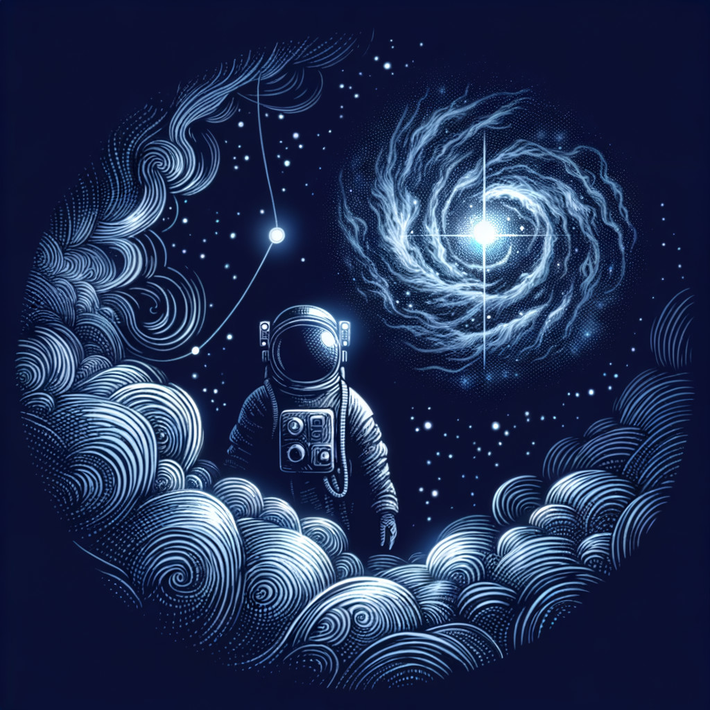 Astronaut in Deep Space with Spiral Galaxy Background