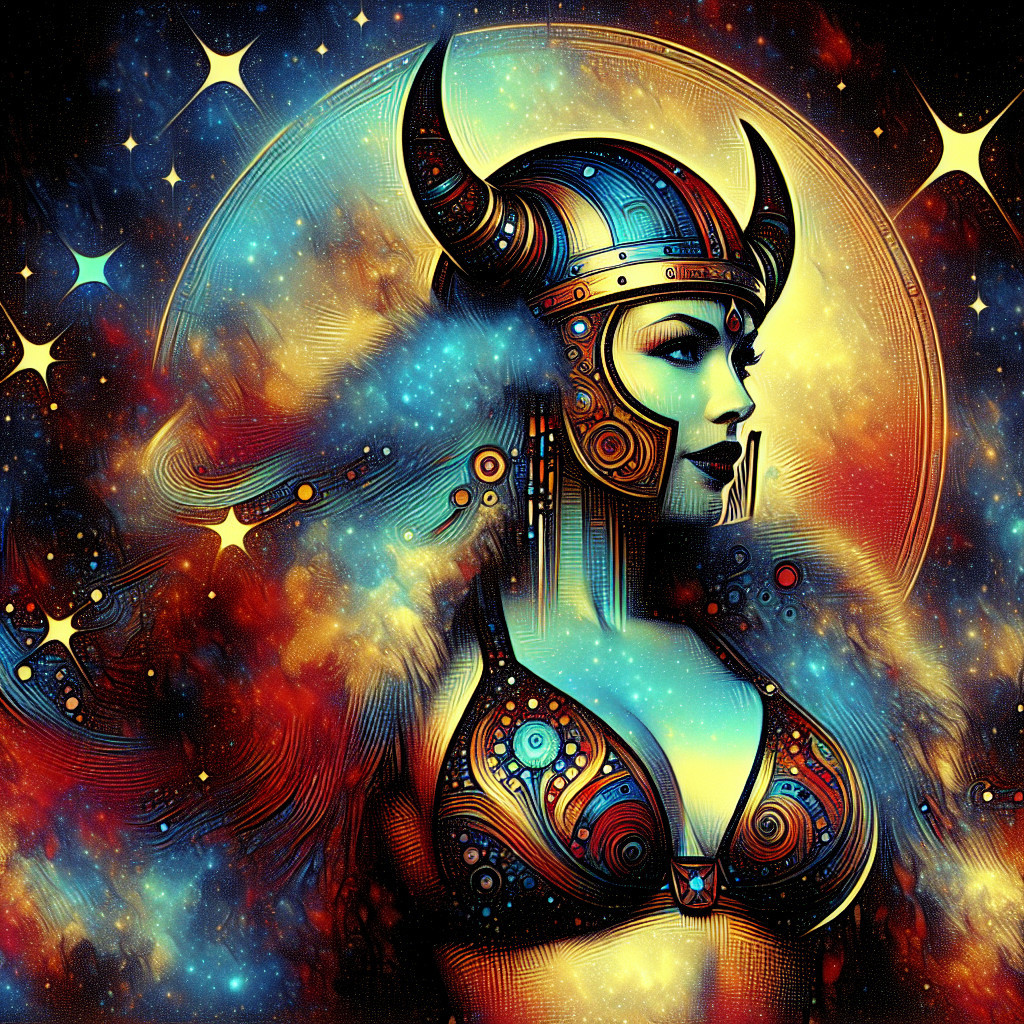 Futuristic Warrior Woman in Cosmic Setting