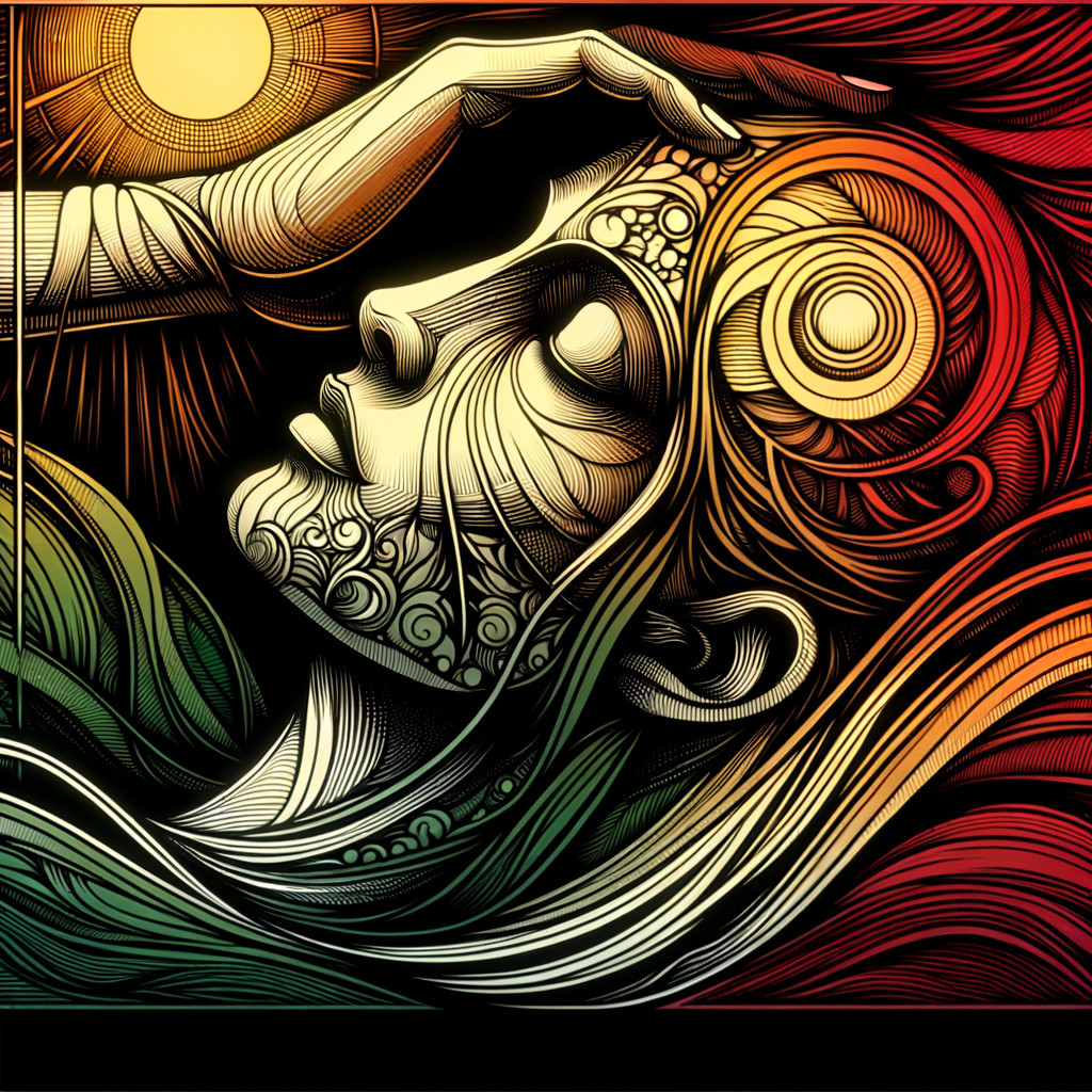 Abstract Figure with Intricate Linework and Colors