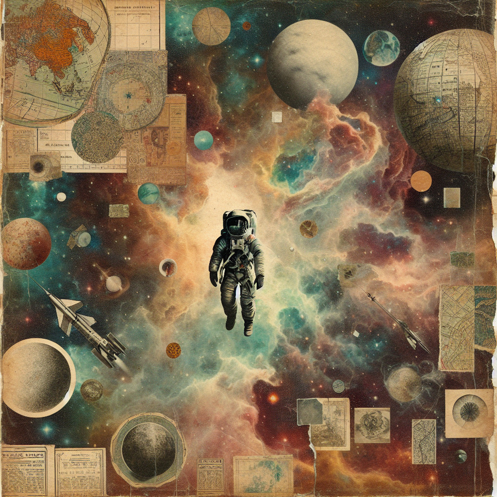 Astronaut in a Colorful Cosmic Landscape with Celestial Bodies