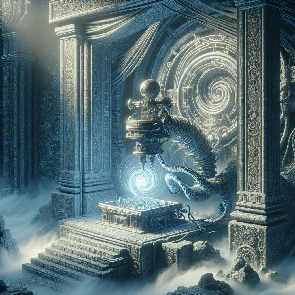 Ancient Chamber with Glowing Portal and Intricate Carvings