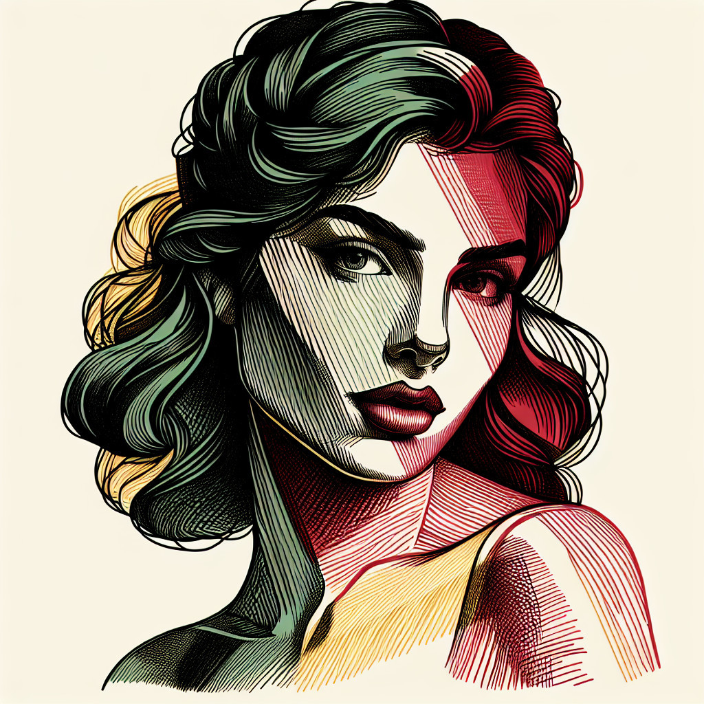 Stylized Portrait of a Woman with Bold Features