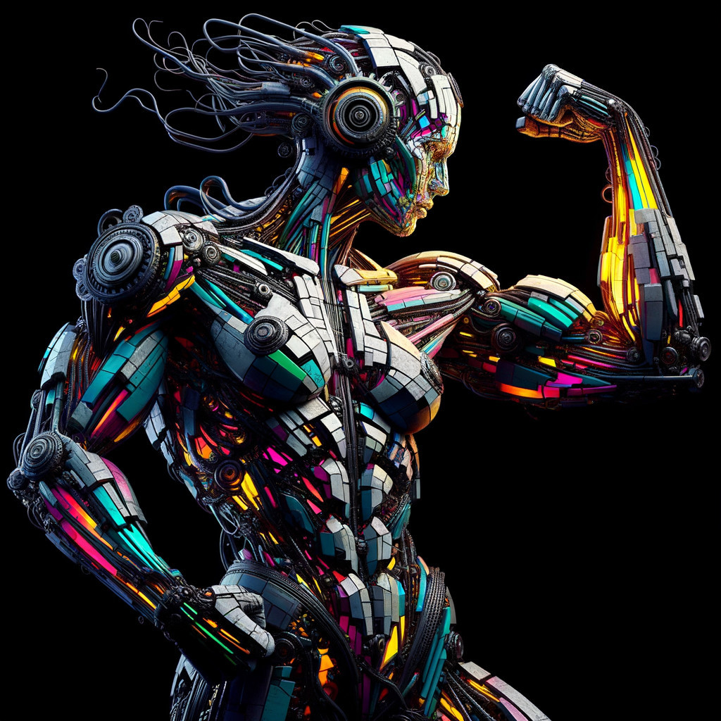 Futuristic humanoid robot with intricate design features