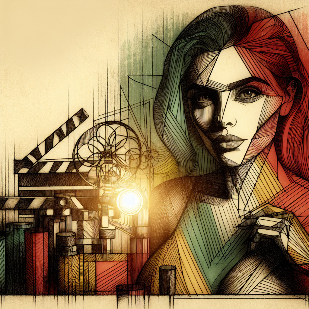 Artistic Representation of Woman with Geometric Lines