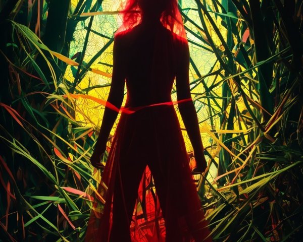 Silhouette in a Colorful Otherworldly Landscape