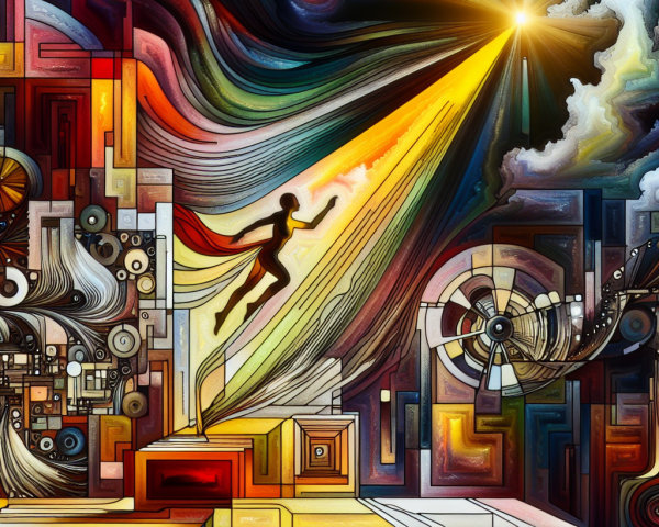 Vibrant Abstract Scene of Silhouette and Light