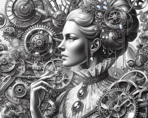 Intricate Portrait of Woman in Steampunk Aesthetic