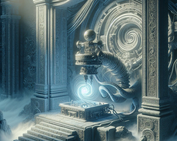 Ancient Chamber with Glowing Portal and Intricate Carvings