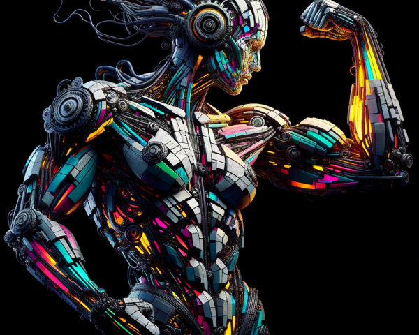 Futuristic humanoid robot with intricate design features