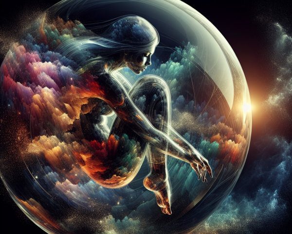 Vibrant Sci-Fi Fantasy Digital Painting of Ethereal Woman