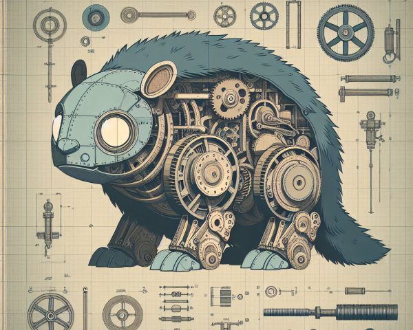 Cyborg Armadillo Blueprint with Visible Mechanisms
