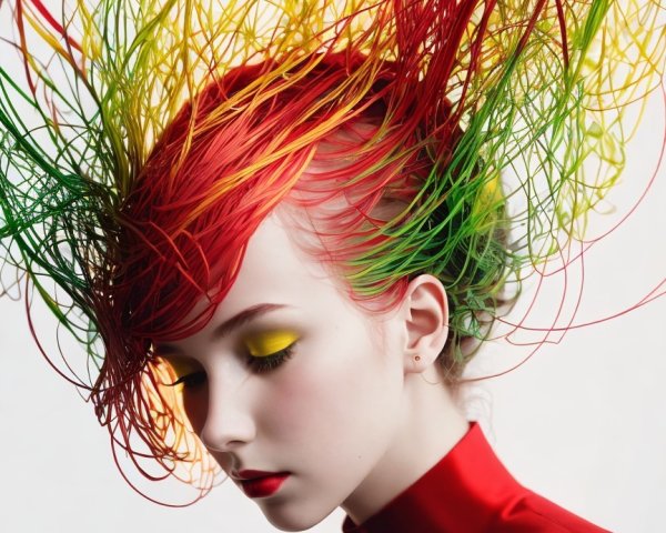 Portrait of a Young Woman with Vibrant Avant-Garde Hair