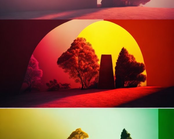 Surreal Landscapes with Gradient Backgrounds in Sections