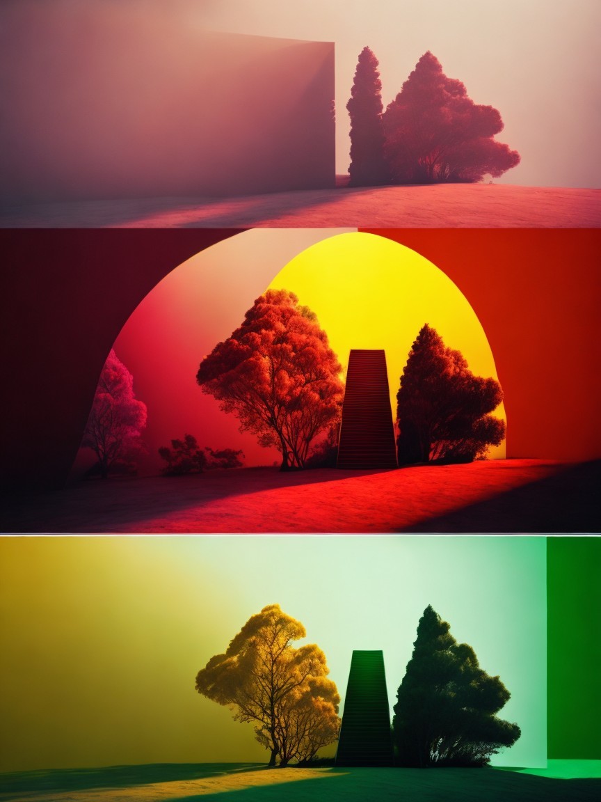Surreal Landscapes with Gradient Backgrounds in Sections
