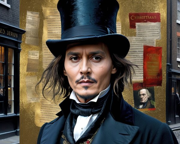 Victorian Figure in Festive Holiday Setting