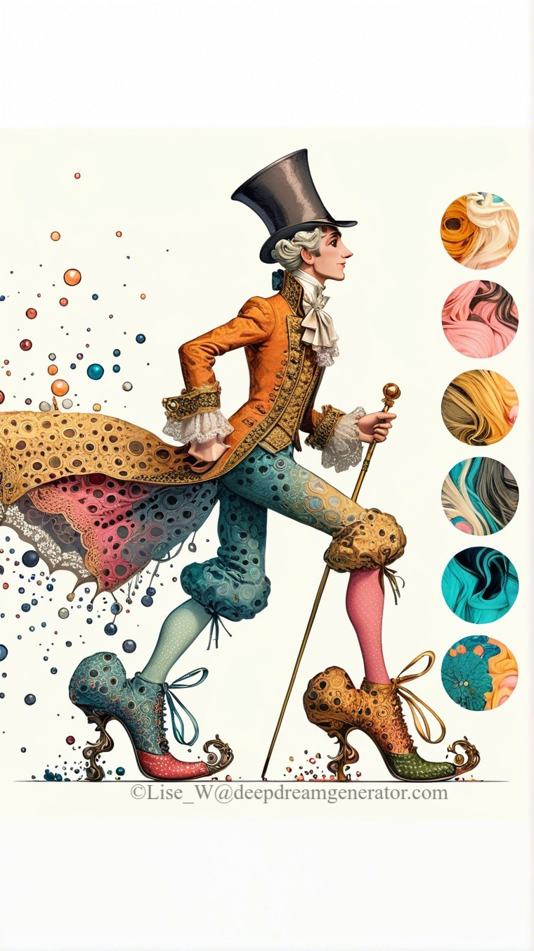 Flamboyant Figure in Colorful Elaborate Outfit
