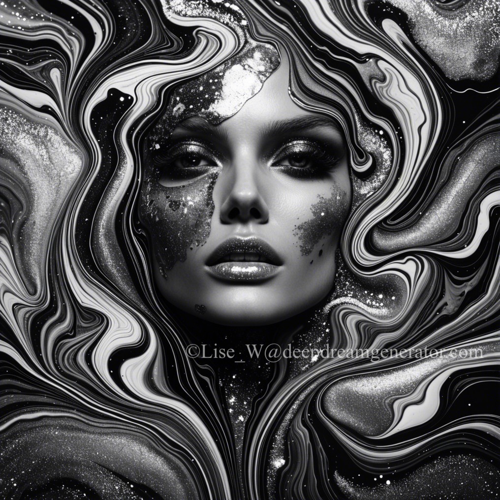 Black and White Portrait with Abstract Textures