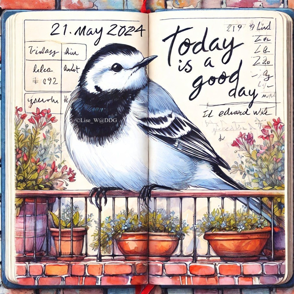 Illustration of a Bird on a Notebook Page with Notes