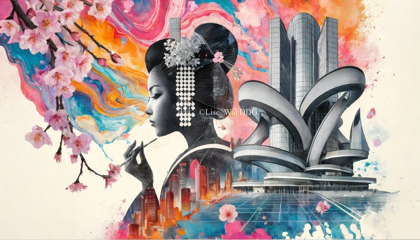 Traditional and Modern Art Fusion with Floral Motifs