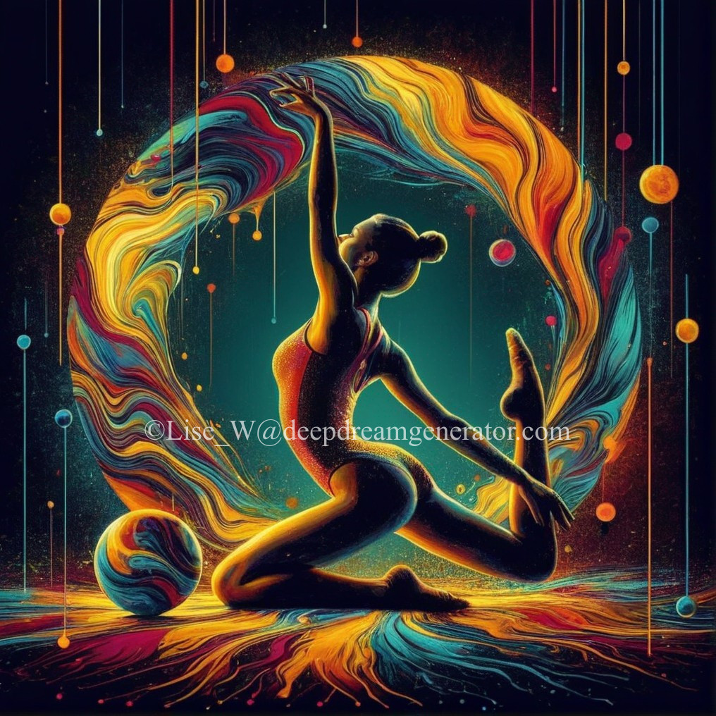 Vibrant Digital Artwork of Yoga Pose with Cosmic Aura