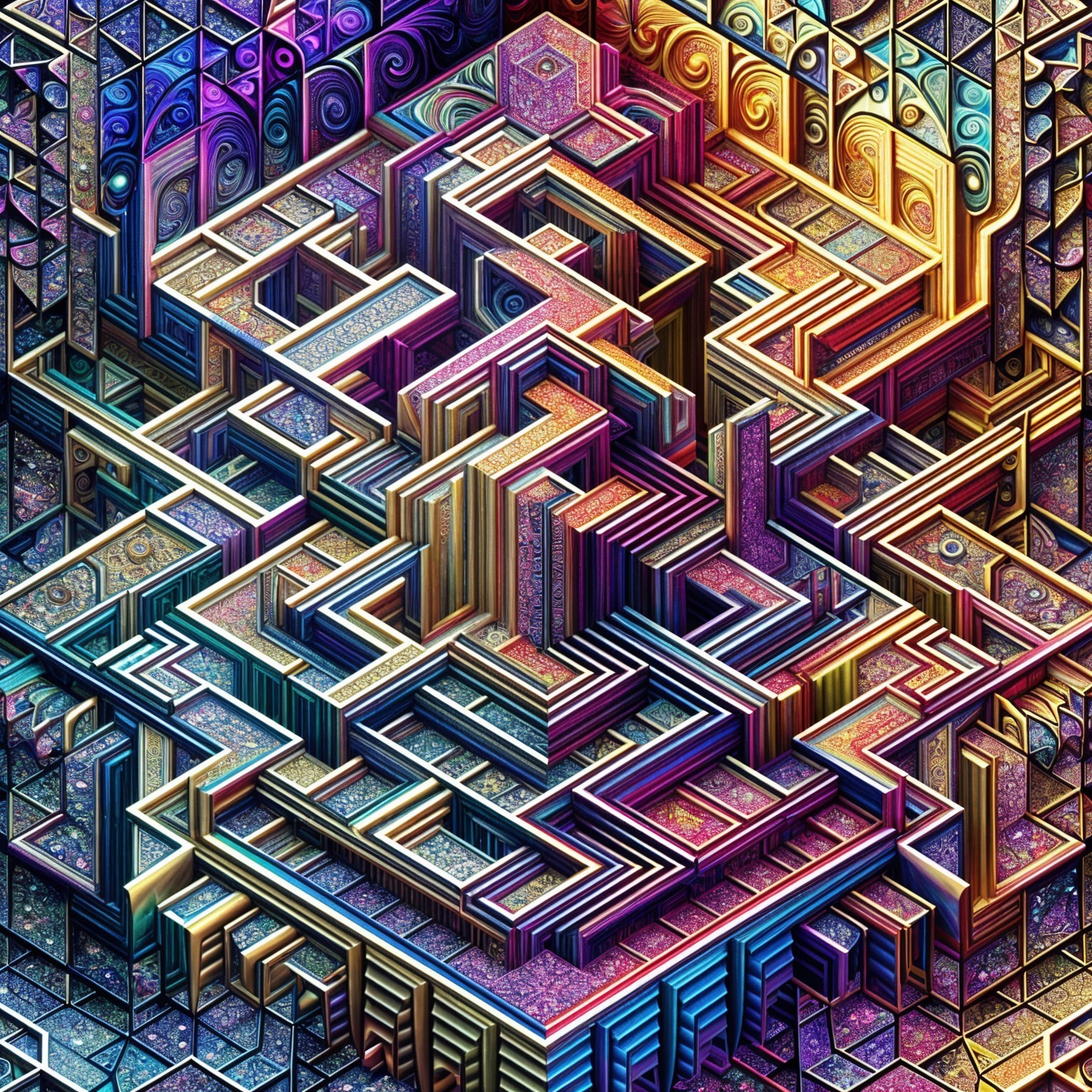 Colorful Geometric Labyrinth in Three Dimensions