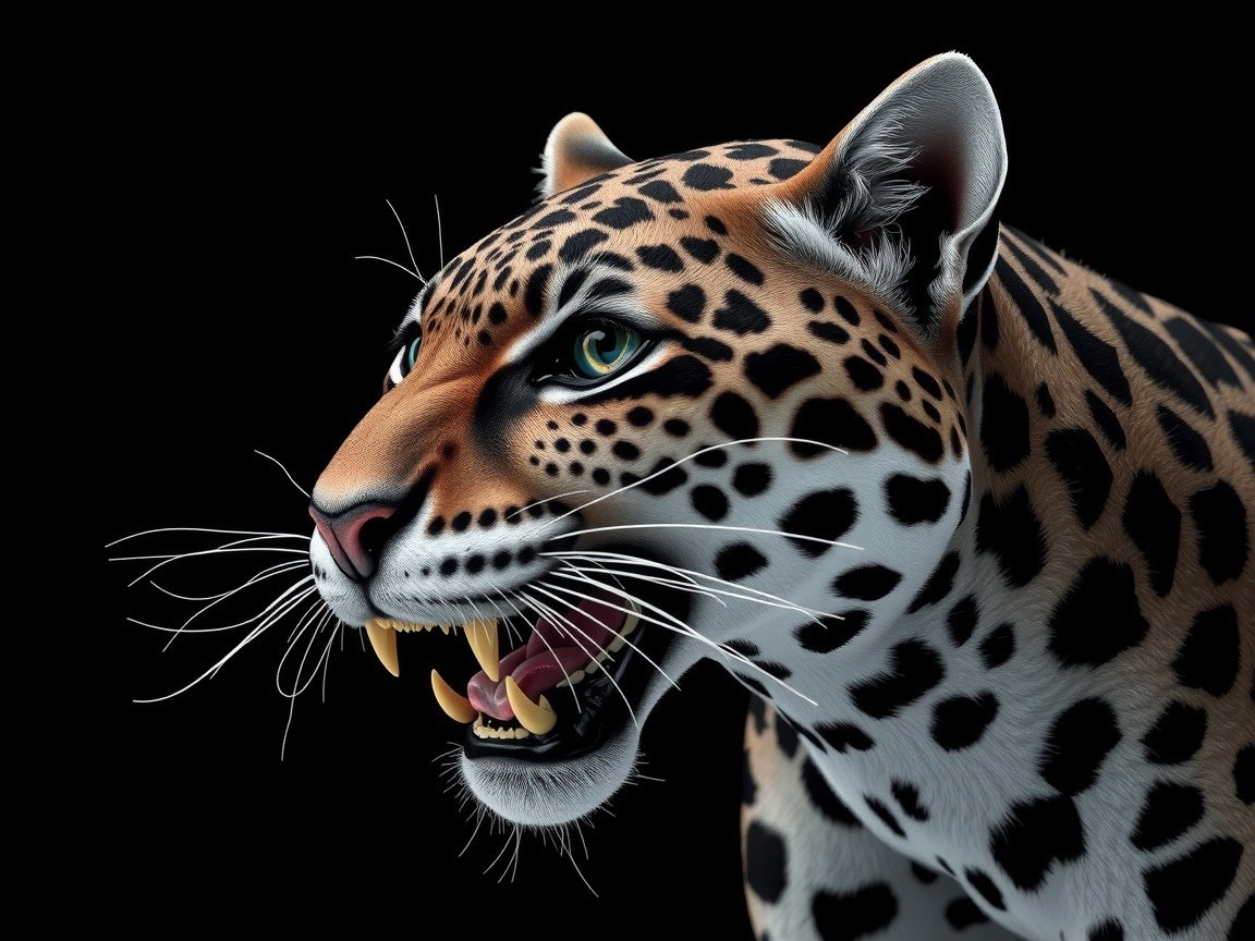 Realistic Rendering of a Leopard's Head with Detail