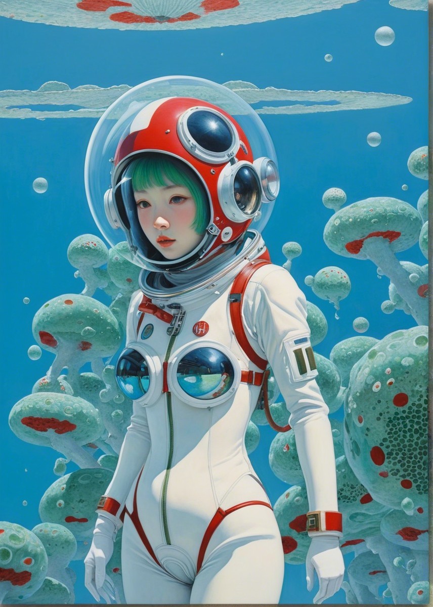 Futuristic Astronaut in Surreal Fungal Landscape