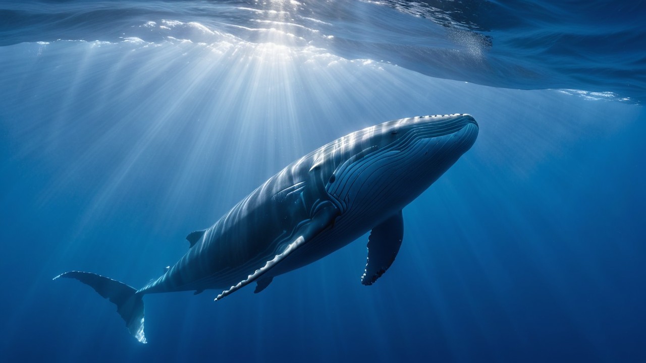 Majestic Humpback Whale in Deep Blue Ocean