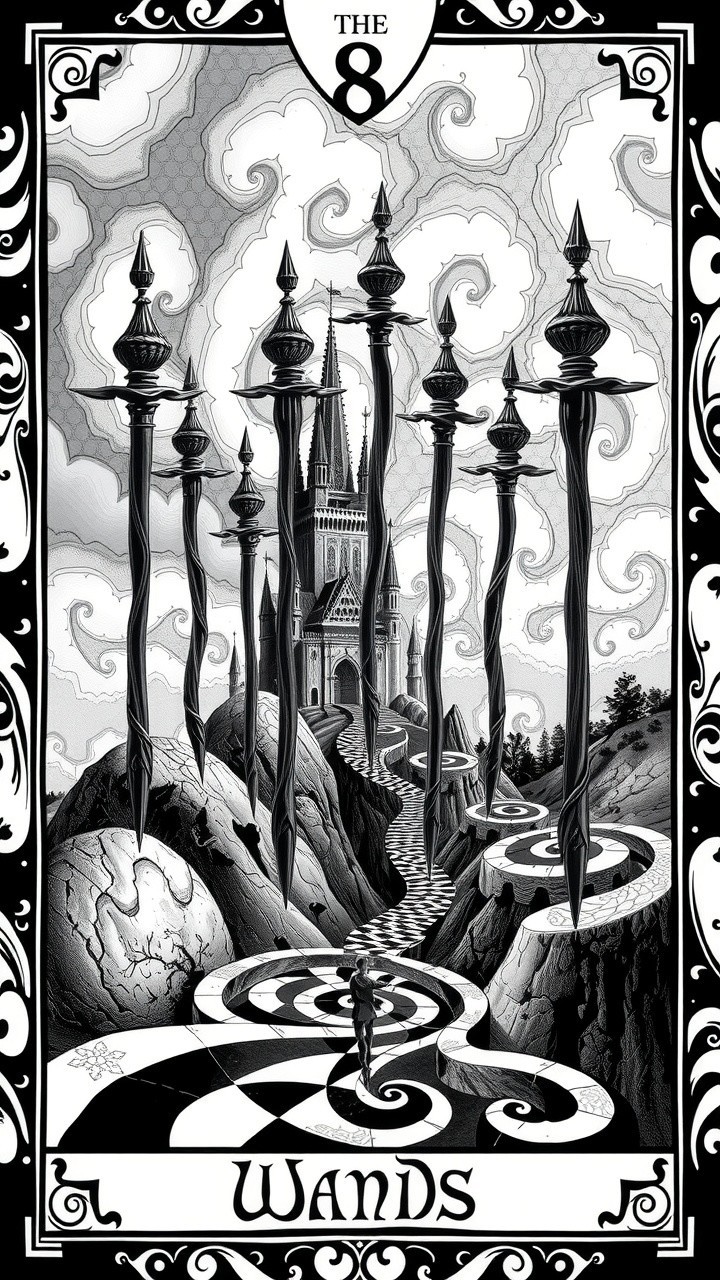 Surreal Landscape with Gothic Spires and Castle