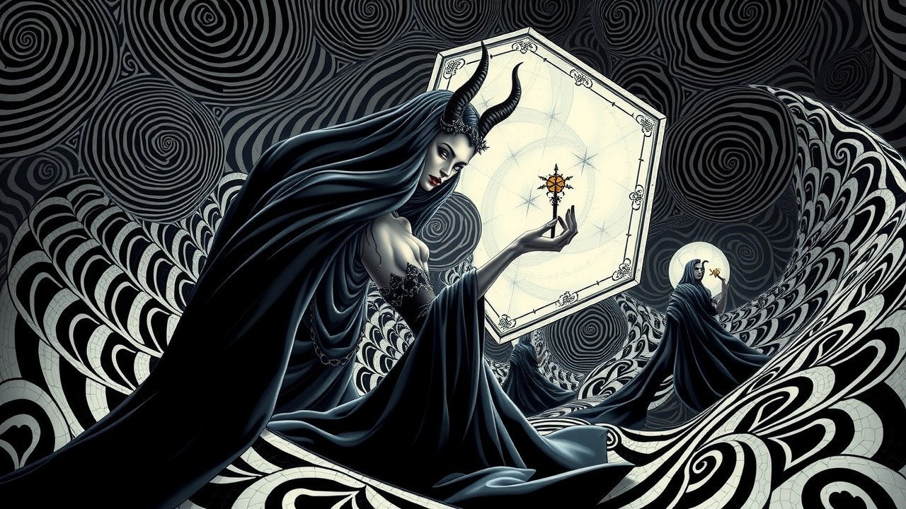 Haunting Figure in Cloak with Star-Shaped Object